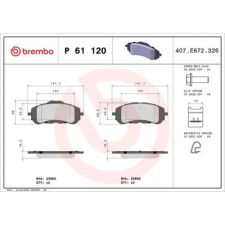 BREMBO fékbetétkészlet, tárcsafék P 61 120X autóalkatrész