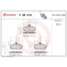 BREMBO fékbetétkészlet, tárcsafék P 68 019 fékbetét