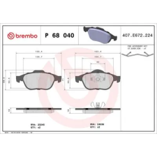 BREMBO fékbetétkészlet, tárcsafék P 68 040 autóalkatrész