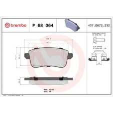 BREMBO fékbetétkészlet, tárcsafék P 68 064 autóalkatrész