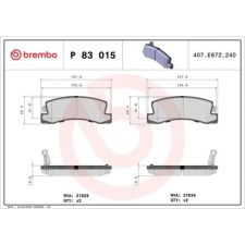 BREMBO fékbetétkészlet, tárcsafék P 83 015 autóalkatrész