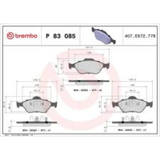 BREMBO fékbetétkészlet, tárcsafék P 83 085 autóalkatrész