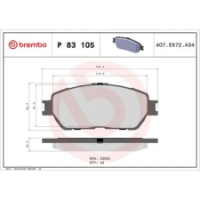 BREMBO fékbetétkészlet, tárcsafék P 83 105 autóalkatrész