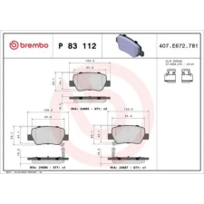 BREMBO fékbetétkészlet, tárcsafék P 83 112 autóalkatrész
