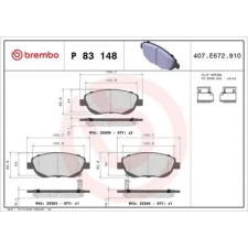 BREMBO fékbetétkészlet, tárcsafék P 83 148 autóalkatrész