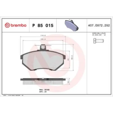 BREMBO fékbetétkészlet, tárcsafék P 85 015 autóalkatrész