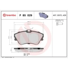 BREMBO fékbetétkészlet, tárcsafék P 85 029 autóalkatrész