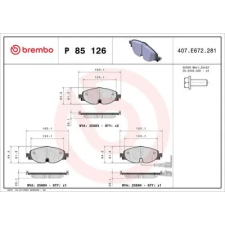 BREMBO fékbetétkészlet, tárcsafék P 85 126 autóalkatrész