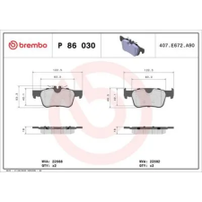 BREMBO fékbetétkészlet, tárcsafék P 86 030 autóalkatrész