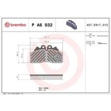 BREMBO fékbetétkészlet, tárcsafék P A6 032 autóalkatrész