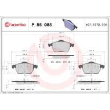 BREMBO Sada brzdových destiček P 85 085 autóalkatrész