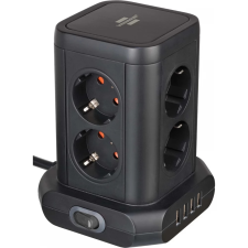 Brennenstuhl 1153560000 Elosztó 8 aljzat 4x USB 2m fekete hosszabbító, elosztó