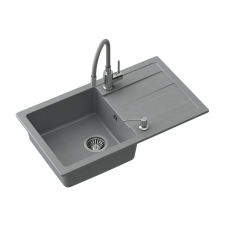 Brenor READY- MAX SZÜRKE gránit mosogató + CSAPTELEP rugalmas kifolyóval +adagoló + szifon csaptelep