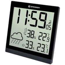 Bresser TemeoTrend JC LCD RC időjárás állomás (falióra), fekete falióra