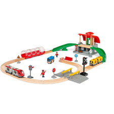BRIO World 33989 Vasútállomás készlet autópálya és játékautó