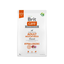 Brit Care Dog Hypoallergenic Adult Medium Breed Lamb & Rice kutyatáp 3kg kutyaeledel