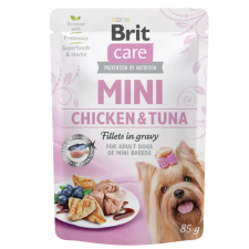 Brit Care Mini Chicken&Tuna fillets in gravy 85g kutyaeledel