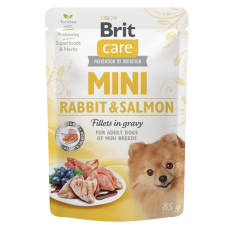 Brit Care Mini Rabbit&Salmon fillets in gravy 85g kutyaeledel