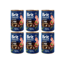 Brit Premium by Nature 6 x 400 g sertéshússal és nyelőcsővel kutyák számára kutyaeledel