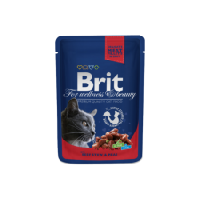 Brit Premium Cat Pouches Beef Stew With Peas 100 G macskaeledel