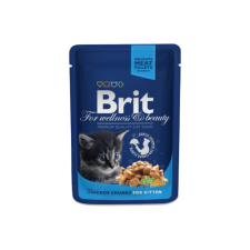 Brit Premium Cat Pouches Chicken Chunks For Kitten 100 G macskaeledel