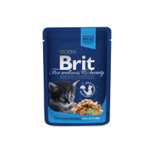 Brit Premium Cat Pouches Chicken Chunks for Kitten – 12×100 g macskaeledel