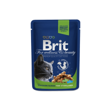 Brit Premium Cat Pouches Chicken Slices for Sterilised 4x100 g macskaeledel