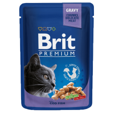 Brit Premium Cat Pouches Macskaeledel, tőkehal ízű, 24x100g macskaeledel