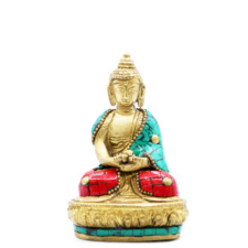  Bronz Buddha Szobor - Amitabha - 9.5 cm dekoráció