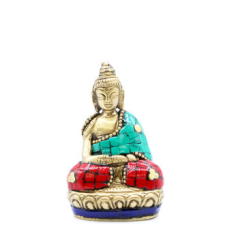  Bronz Buddha Szobor - Felemelt Kezek - 7.5 cm dekoráció