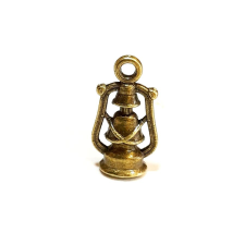 Bronz színű viharlámpa kerek talppal, mérete: 1x2 cm dekorációs kellék