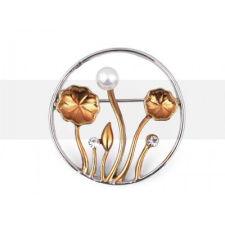  Bross csiszolt kövekkel és gyönggyel bross