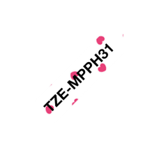Brother TZe-MPPH31 laminált P-touch szalag (12mm) Black on Pink Heart - 4m nyomtató kellék