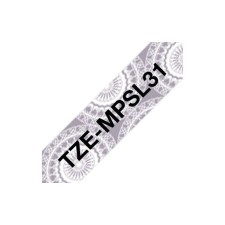 Brother TZe-MPSL31 laminált P-touch szalag (12mm) Black on Silver Lace Pattern - 4m etikett