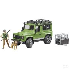 Bruder 2587 Land Rover Defender kombi, erdésszel és kutyával autópálya és játékautó