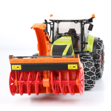 Bruder Claas Axion 950 traktor hólánccal és hómaróval Zöld/Piros autópálya és játékautó