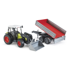 Bruder Claas Nectis traktor rakodóval és pótkocsival autópálya és játékautó