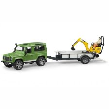 Bruder Land Rover Defender egytengelyű utánfutóval és JCB markolóval (02593) autópálya és játékautó