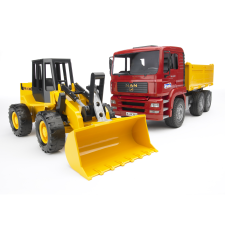 Bruder MAN TGA teherautó lapátos markológéppel (02751) autópálya és játékautó