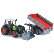 Bruder Traktor - Claas Nectis 267F, elülső rakodóval, pótkocsival autópálya és játékautó