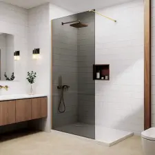  Brugge Walk-in .||. Gold zuhanyfal, füstüveggel 120, 200cm, 6mm, NANO kád, zuhanykabin