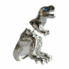 Brutálmenő T-Rex beszúrós fülbevaló, ezüst színű - 1 db fülbevaló