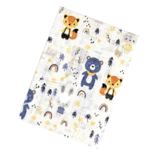 BS Textil pelenka 1db-os - Kék/Mustár Maci, Nyuszi, Róka mosható pelenka
