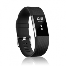 BSTRAP Fitbit Charge 2 Silicone Diamond (Large) szíj, Black mobiltelefon kellék