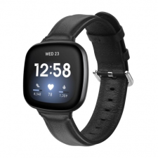 BSTRAP Fitbit Versa 3 Leather Lux szíj, black óraszíj