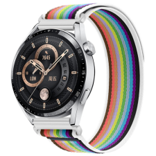 BSTRAP Velcro Nylon szíj Samsung Galaxy Watch Active 2 40/44mm, white rainbow okosóra kellék