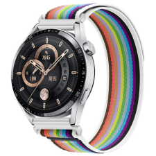 BSTRAP Velcro Nylon szíj Xiaomi Amazfit GTS, white rainbow okosóra kellék