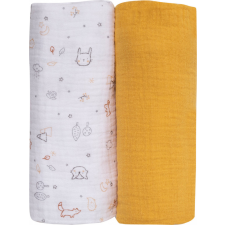 BUBABA muslin pelenka 70x70 cm (2 db)- Yellow mosható pelenka