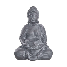 Buddha szobor tartóval, antracit szürke 68 cm kerti dekoráció
