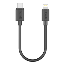 Budi 023TL025 USB-C apa - Lightning apa 2.0 Adat és töltőkábel - Fekete (0.25m) kábel és adapter